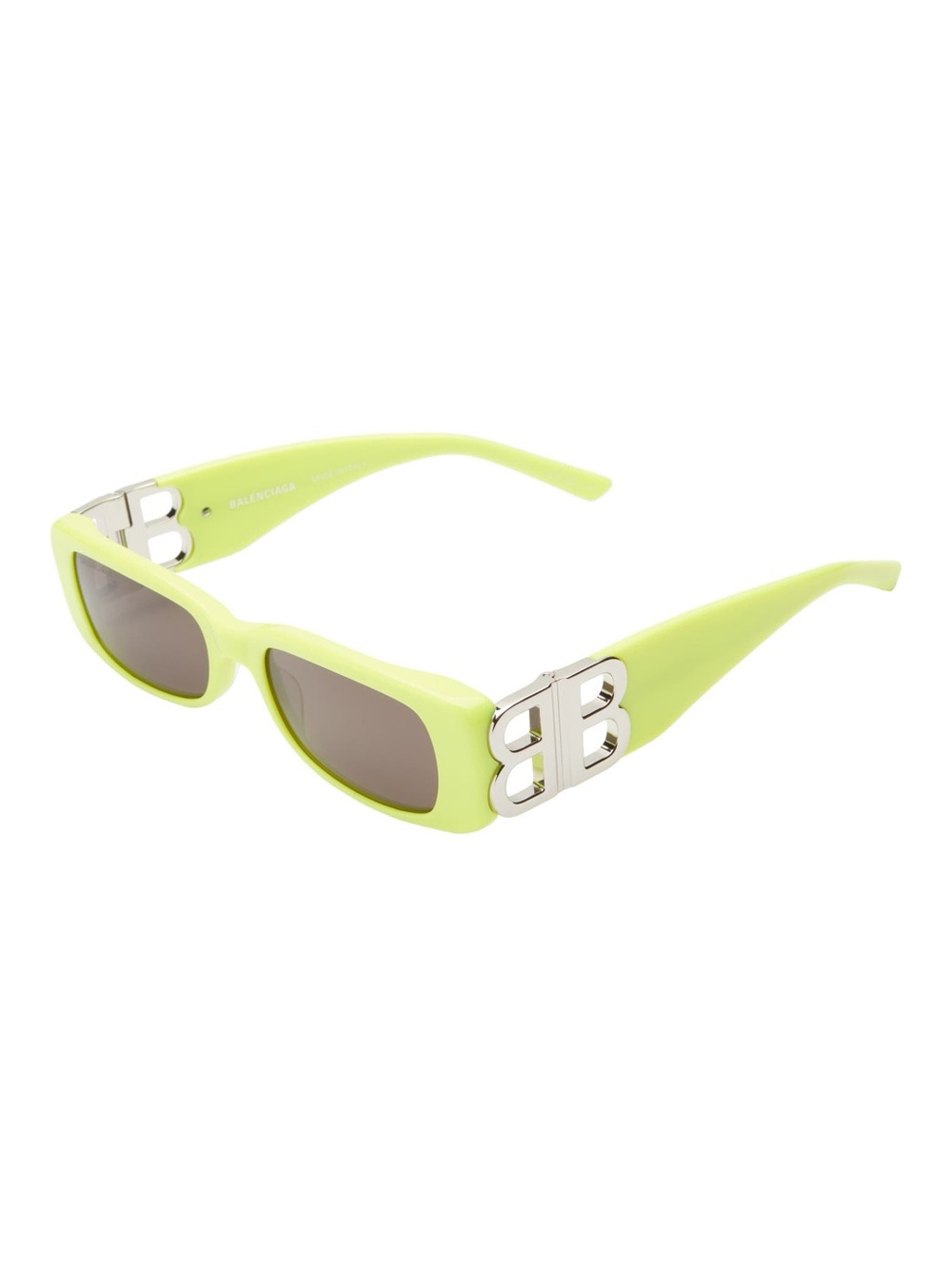 Balenciaga Dynasty Rectangular Sunglasses In Neon Yellow